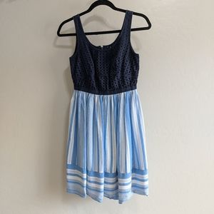 Blue/ white vertical striped sundress w/ navy top
